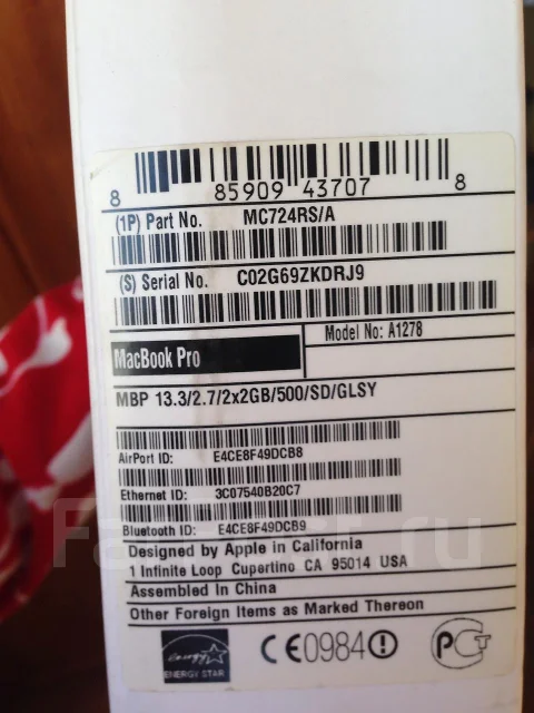 Apple MacBook Pro 13 2011 Early MC724. 2,7����, ��� 512 ��, ���� 4��� ����