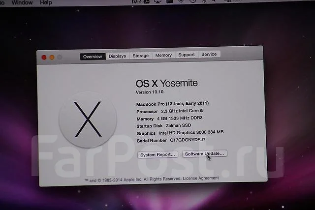 Apple MacBook Pro 13 2011 Early. 2,3����, ��� 4 ��, ���� 440���, WiFi: 1, Bluetooth: 1, ����������� �� 7��. ����