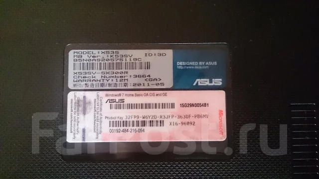 Asus X53S. 2,3����, ��� 4 ��, ���� 320���, ����������� �� 4��. ����