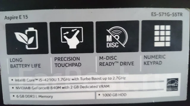 Acer Aspire E. 2,7����, ��� 6 ��, ���� 1 000���, ����������� �� 48��. ����
