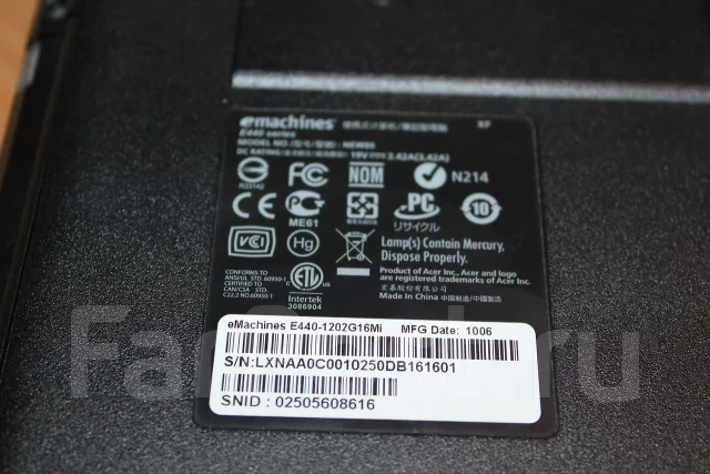 eMachines E440. 2,2����, ��� 1024 ��, ���� 160���, WiFi: 1 ����