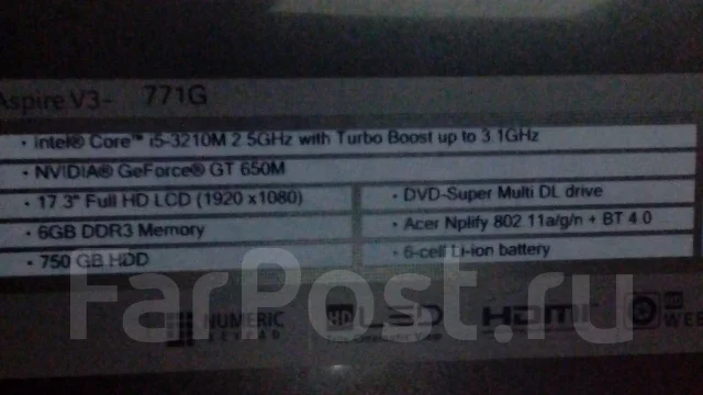Acer Aspire V3-771G. 2,5����, ��� 6 ��, ���� 940��� ����