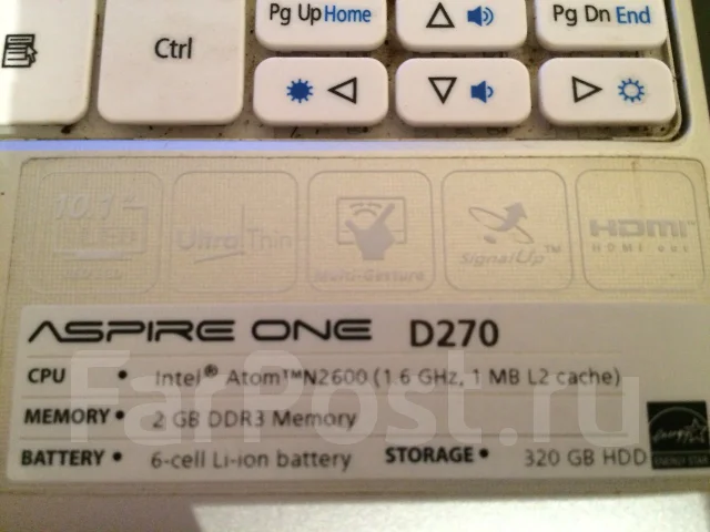 Acer Aspire One D270-268ws. 1,6����, ��� 2048 ��, ���� 320���, WiFi: 1, ����������� �� 7��. ����