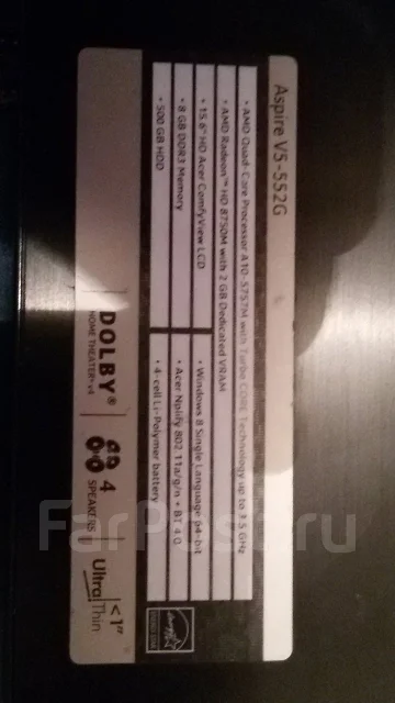 Acer Aspire V5-552G. WiFi: 1, Bluetooth: 1, ����������� �� 7��. ����