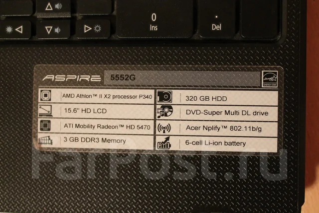Acer Aspire 5552G-P343G32Mikk. 2,2����, ��� 3072 ��, ���� 320���, WiFi: 1, Bluetooth: 1 ����