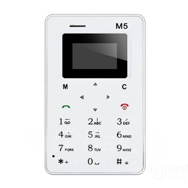 Мини телефон - кредитка AIEK M5 (AEKU M5) кардфон pink +usb наушники ...