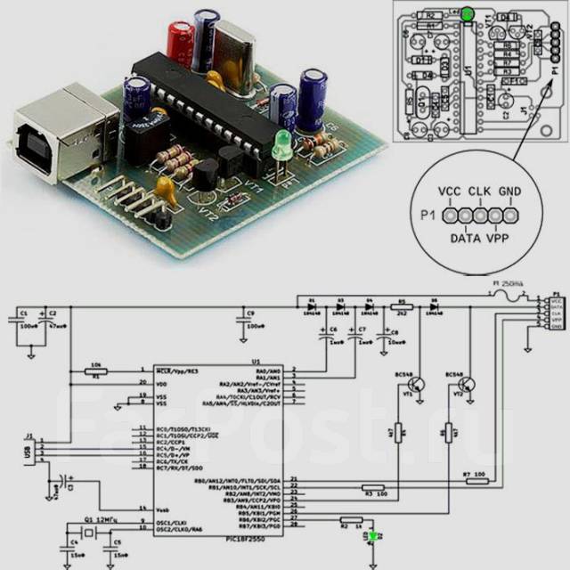 Схема программатора для pic контроллеров для usb