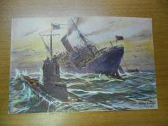 Открытка антикварная, ПМВ, Кайзермарин, Германия, 1915г. №1. Оригинал