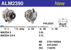 ��������� Mazda CX7 CX9 12V 110A Mitsubishi A3TJ2391 CY01183 A3TJ2391, CY0118300A, 11267N ����