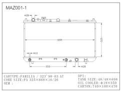 Радиатор охлаждения двигателя MAZDA FAMILIA/323/ASTINA BJ#P, B3, B3-ME, ZL, ZL-ME, FS-DE 98-02