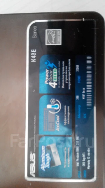 Asus K43E. 2����, ��� 3072 ��, ���� 300���, WiFi: 1, Bluetooth: 1, ����������� �� 1��. ����