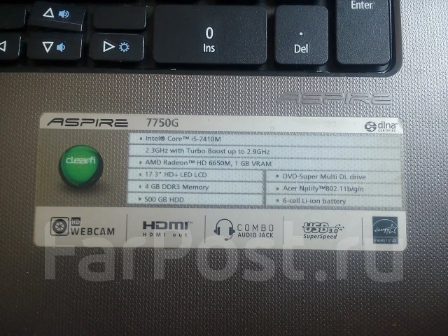 Acer Aspire 7750G. ��� 4 ��, ���� 320���, WiFi: 1, Bluetooth: 1, ����������� �� 4��. ����