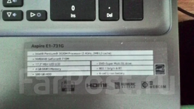 Acer Aspire E1. 2,4����, ��� 3072 ��, ���� 500���, WiFi: 1, Bluetooth: 1, ����������� �� 4��. ����
