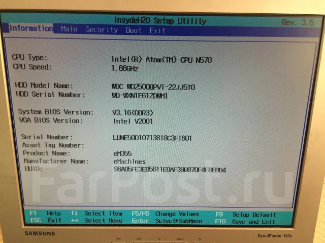eMachines 355. 1,6����, ��� 1024 ��, ���� 250���, WiFi: 1 ����