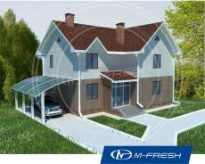 M-fresh New Jersey (Готовый проект дома с навесом для машины). 200-300 кв. м., 2 этажа, 4 комнаты, бетон