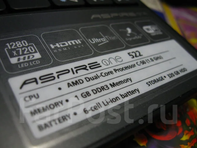 Acer Aspire One 522-C5DKK. 1,6����, ��� 1024 ��, ���� 250���, WiFi: 1, ����������� �� 2��. ����