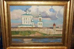 Картина «Древний Псков. Свято-Троицкий собор», к. м. СССР, 1979 г. Оригинал