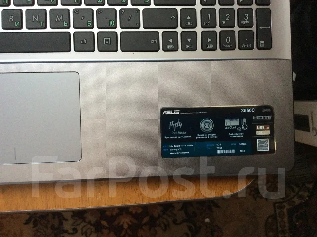 Asus X550CC. 1,8����, ��� 6 ��, ���� 500���, WiFi: 1, Bluetooth: 1, ����������� �� 10��. ����