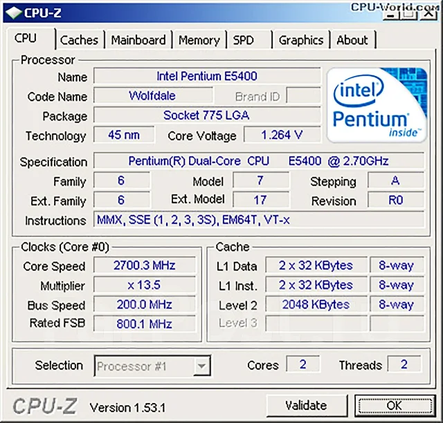 Intel Pentium E5400 ����