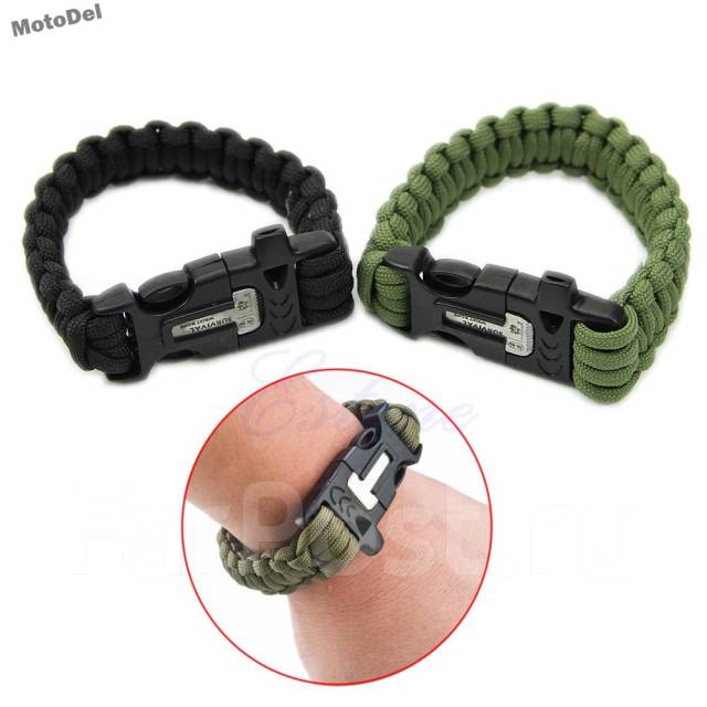 Браслет для выживания из паракорда с огнивом и свистком Survival Gear ...