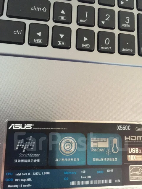 Asus X550CC. 1,8����, ��� 4 ��, ���� 500���, WiFi: 1, Bluetooth: 1, ����������� �� 3��. ����