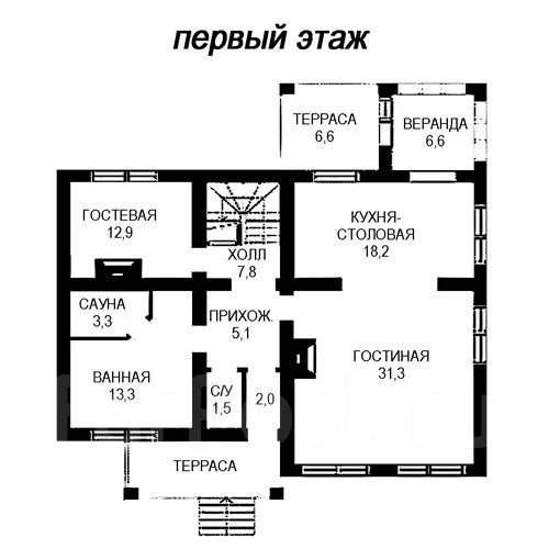 Проект коттеджа из бруса 4-199Д, 100-200 кв. м. 161,0 кв. м. 161,0 кв ...