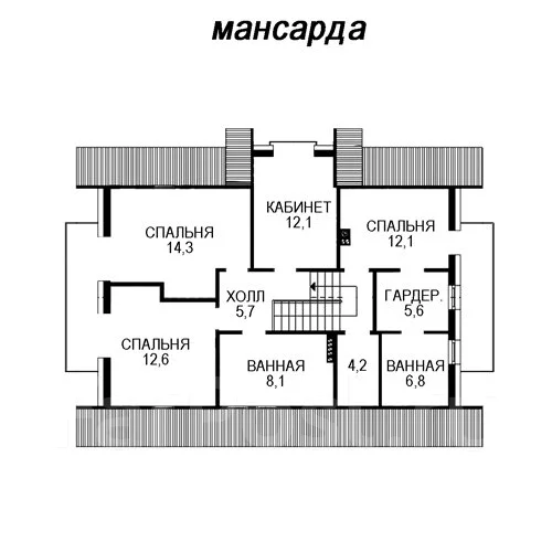 Проект дома из пеноблоков 7-203П, 200-300 кв. м. 180,0 кв. м. 90,0 кв ...