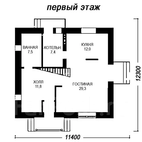 Проект дома из газобетона 2-142П, 300-400 кв. м. 312,0 кв. м. 156,0 кв ...