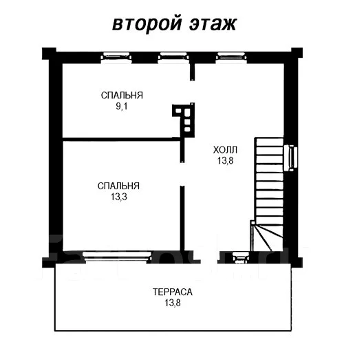 Проект дома из газобетона 12-74П, до 100 кв. м. 98,0 кв. м. 49,0 кв. м ...