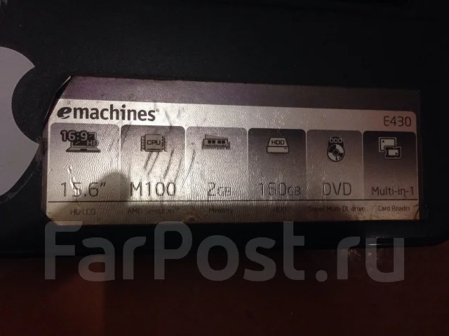 eMachines E430. 15.6", ��� 2048 ��, ���� 160���, WiFi: 1, ����������� �� 1��. ����