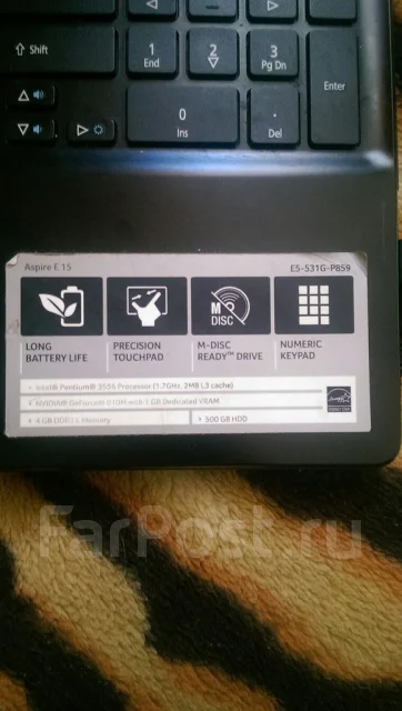 Acer Aspire E15. 1,7����, ��� 4 ��, ���� 500���, WiFi: 1, Bluetooth: 1, ����������� �� 7��. ����