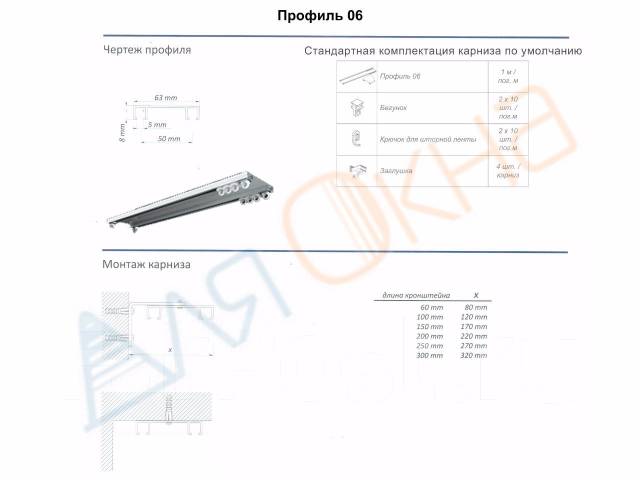 Карниз для штор потолочный чертеж