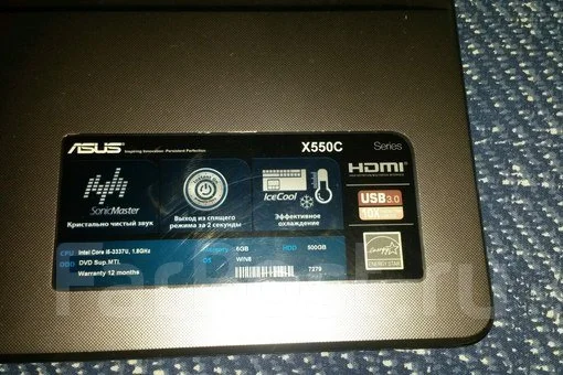 Asus X550CC. 1,8����, ��� 6 ��, ���� 500���, WiFi: 1, Bluetooth: 1, ����������� �� 10��. ����