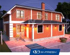 M-fresh Duplex (Проект дома на две семьи. Дуплекс! ). 200-300 кв. м., 2 этажа, 8 комнат, дерево