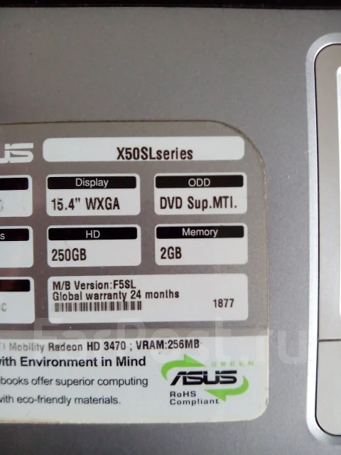 Asus X50SL. 15.4", 2����, ��� 2048 ��, ���� 250���, WiFi: 1, Bluetooth: 1, ����������� �� 2��. ����