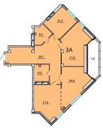 3-комнатная, улица Крыгина 94. Эгершельд, застройщик, 99 кв. м. План квартиры
