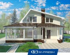 M-fresh Audi style (Проект дома с большой верандой! ). 200-300 кв. м., 2 этажа, 4 комнаты, бетон