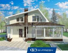 M-fresh Audi style-зеркальный (Веранда в проекте, мансарда, газоблок). 200-300 кв. м., 2 этажа, 4 комнаты, бетон