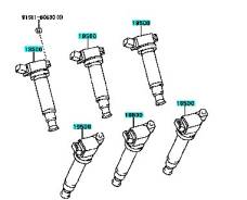 Катушка зажигания. Toyota: Solara, Harrier, Camry, Kluger V, Highlander, Kluger, Kluger Hybrid Lexus: RX300, RX330, ES330, RX350, ES300, RX400h Двигат...