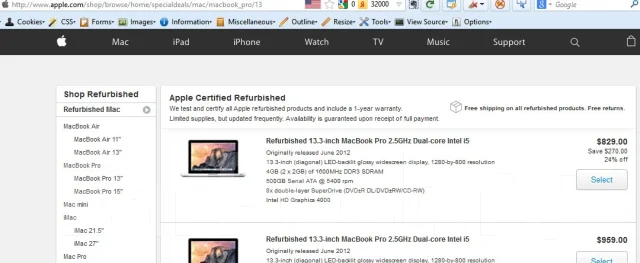 Apple MacBook Pro 13. 2,5����, ��� 4 ��, ���� 500���, WiFi: 1, Bluetooth: 1, ����������� �� 6��. ��� ����� �� ������������ ����