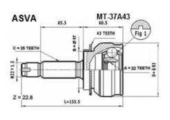 Шрус наружный 22x57x25 MITSUBISHI MR528565 Asva MT-37A43