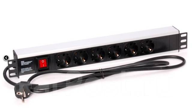 Блок розеток Krauler KRA-PDU-06 для шкафов 19",6 розеток с з/к, 3м ...