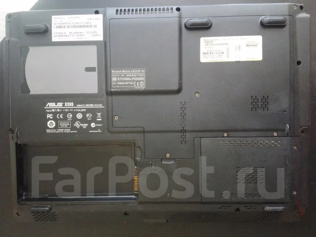 Asus X59SL. 15.4", 1,9����, ��� 2048 ��, ���� 160���, WiFi: 1, Bluetooth: 1 ����