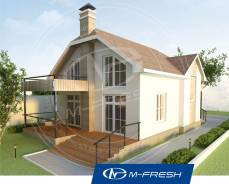 M-fresh Nature (Проект дома с гаражом). 100-200 кв. м., 1 этаж, 3 комнаты, бетон