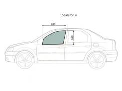 Стекло боковое. Renault Logan