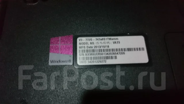 Acer Aspire V3-772G. 17.3", 3,2����, ��� 8 ��, ���� 1 024���, WiFi: 1, Bluetooth: 1, ����������� �� 5��. ����