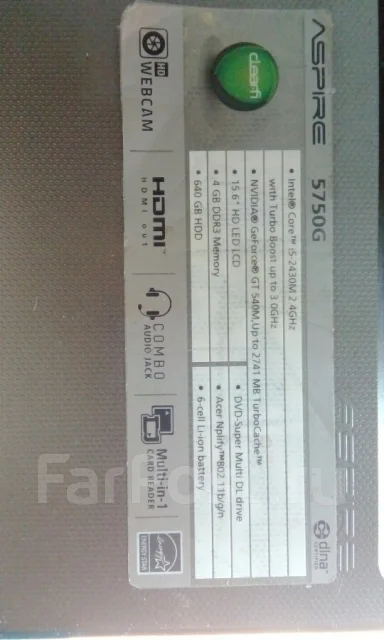 Acer Aspire 5750-2334G50Mnkk. 15.6", ��� 4 ��, ���� 640���, WiFi: 1 ����