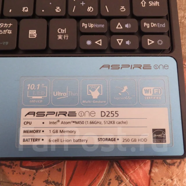 Acer Aspire One D255. 10.1", 1,7����, ��� 1024 ��, ���� 250���, WiFi: 1 ����