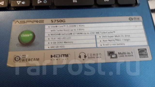 Acer Aspire 5750G. 15.6", 3 100����, ��� 4 ��, ���� 500���, WiFi: 1, Bluetooth: 1, ����������� �� 4��. ����