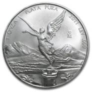 Монета. Мексика 2011. Либертадос, серебро, 1 унция (31 грамм серебра)